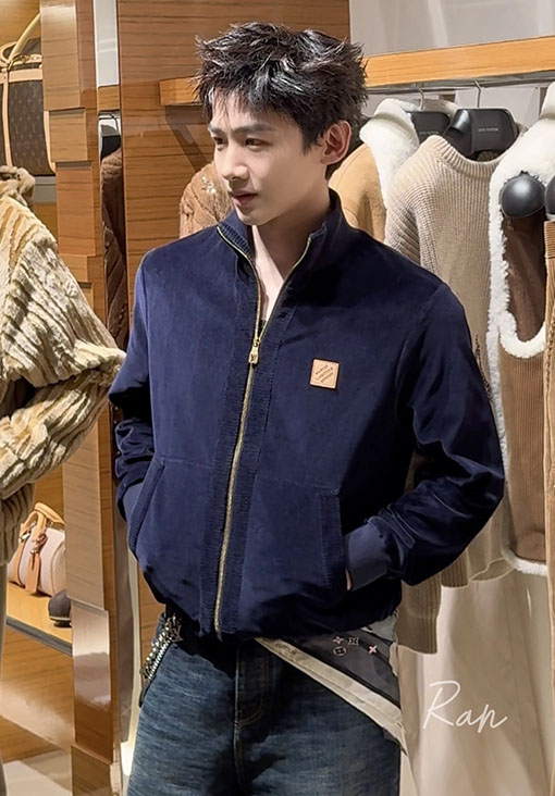 ルイヴィトン レザーロゴコーデュロイジップアップジャケット