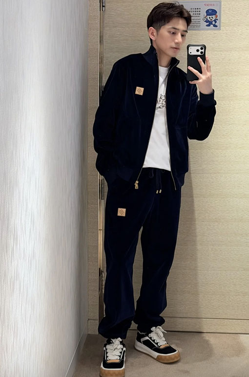 ルイヴィトン レザーロゴコーデュロイジップアップジャケット