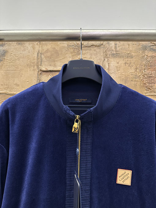 ルイヴィトン レザーロゴコーデュロイジップアップジャケット