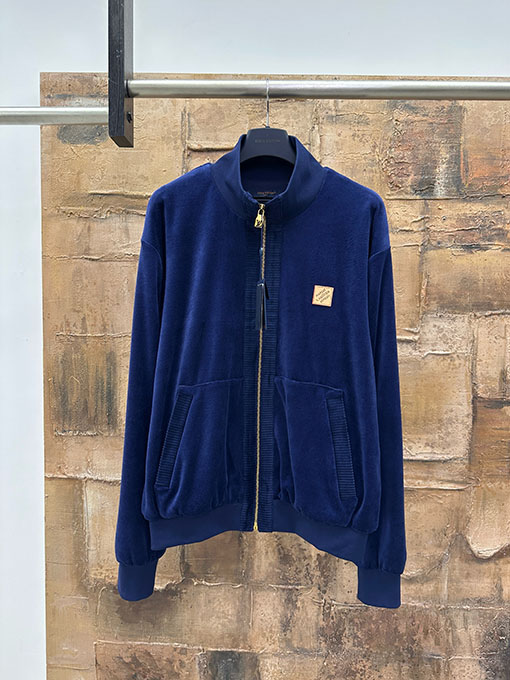 ルイヴィトン レザーロゴコーデュロイジップアップジャケット