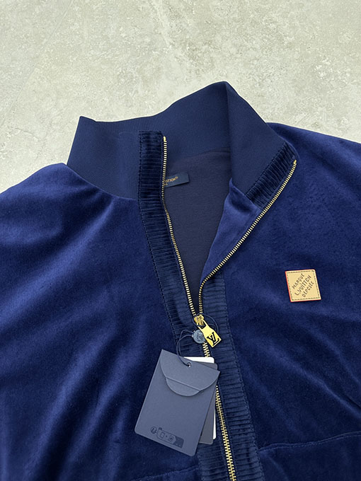 ルイヴィトン レザーロゴコーデュロイジップアップジャケット