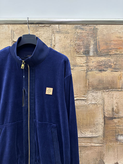 ルイヴィトン レザーロゴコーデュロイジップアップジャケット