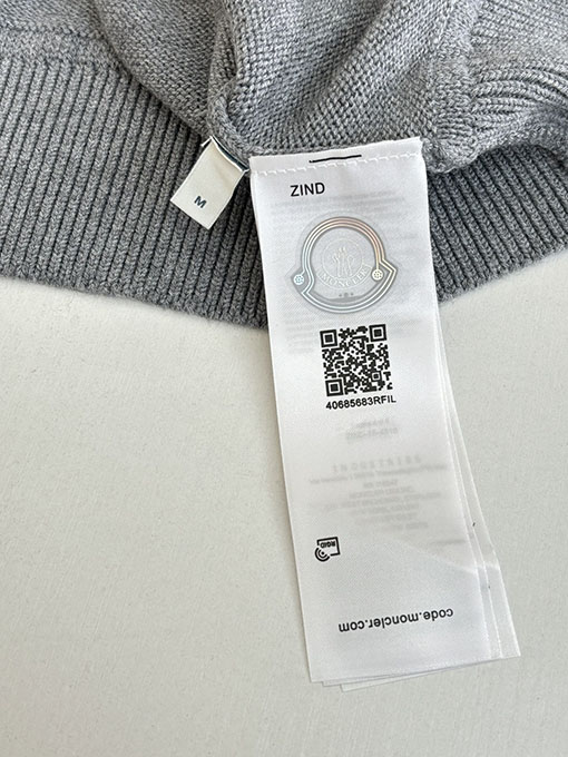 モンクレール Moncler テリークロス刺繍レターロゴウールブレンドニットクルーネックセーター