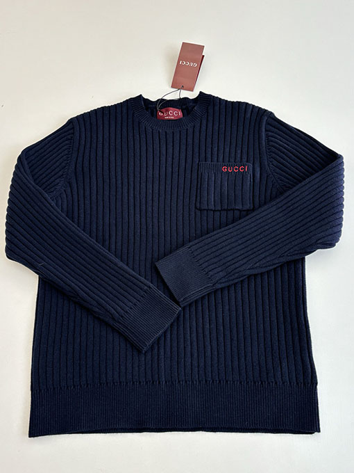 グッチ 厚のリブ編みシルクウール混クルーネックセーター