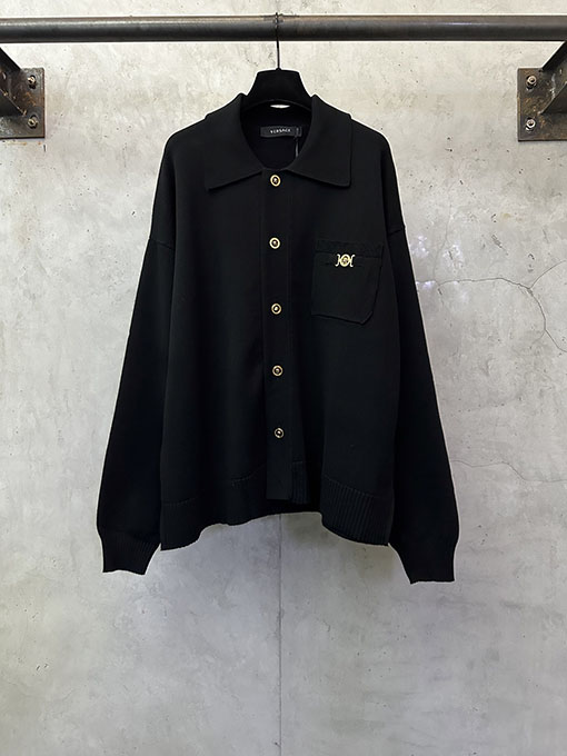 ヴェルサーチコピー ボタンリブトリム付きカーディガン