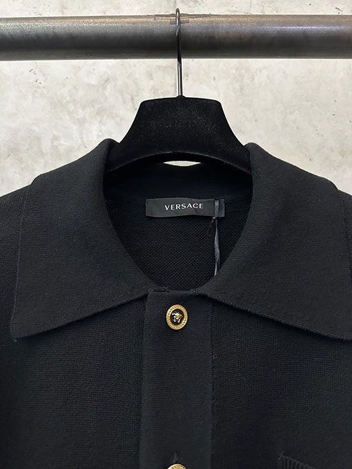 ヴェルサーチコピー ボタンリブトリム付きカーディガン