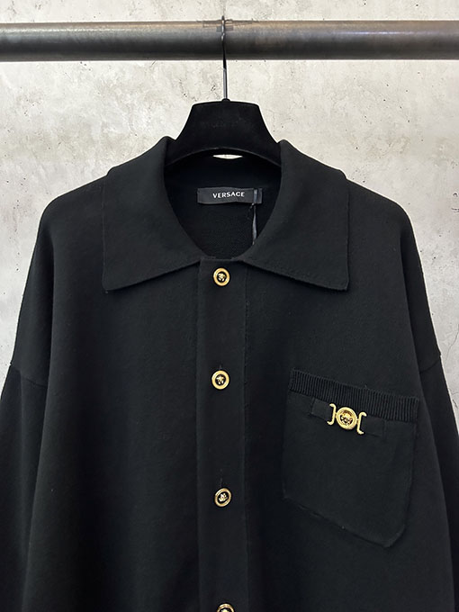 ヴェルサーチコピー ボタンリブトリム付きカーディガン