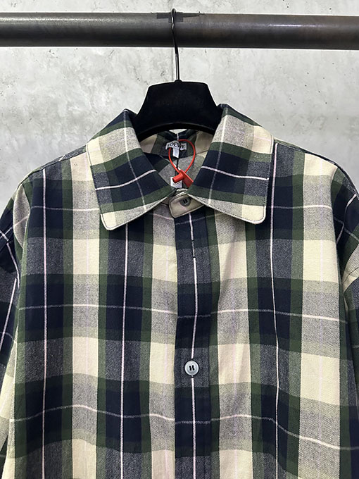 ロエベ チェック柄レザージップアップジャケット