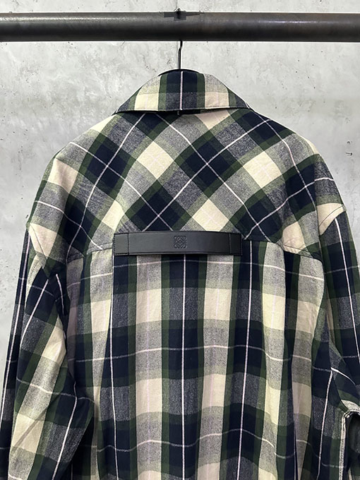 ロエベ チェック柄レザージップアップジャケット