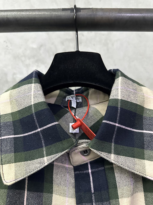 ロエベ チェック柄レザージップアップジャケット