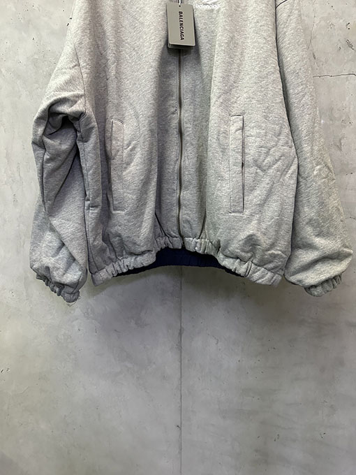 バレンシアガ グレーブルーのリバーシブル長袖ジップアップジャケット