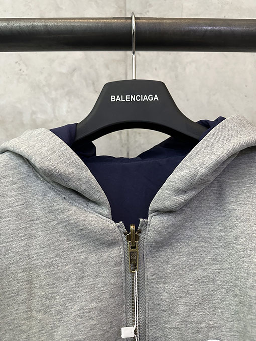 バレンシアガ グレーブルーのリバーシブル長袖ジップアップジャケット