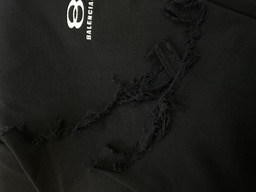 バレンシアガ ダブルリング刺繍タッセルダメージカジュアルパンツ