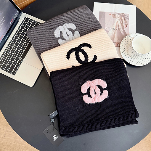 シャネルスーパーコピー 新しい刺繍入りカシミアニットスカーフ