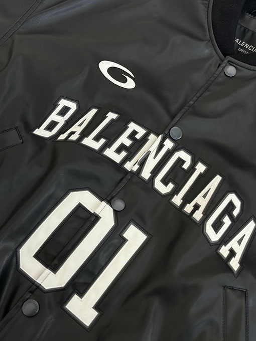 バレンシアガ BALENCIAGA 01 Basketball Series ロゴ刺繍入りベースボールカラーボンバージャケット
