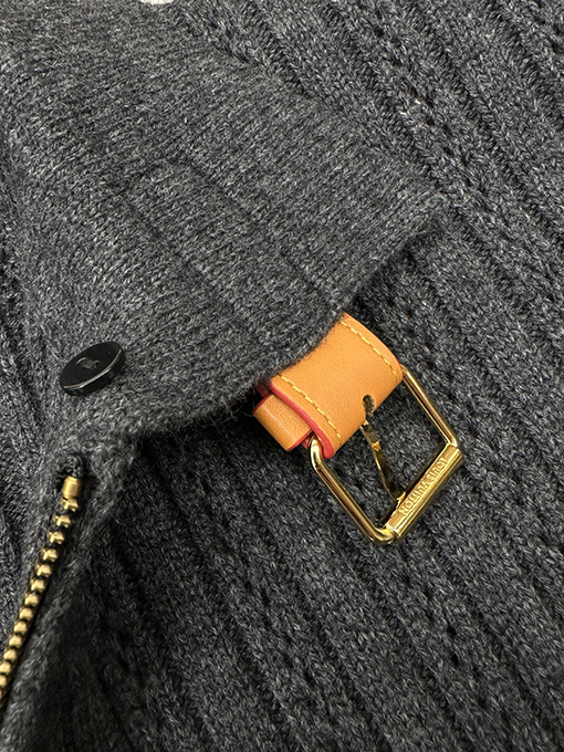 ルイヴィトンコピー ファーカラーニットカーディガン