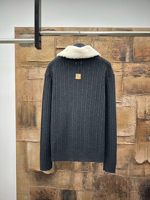 ルイヴィトンコピー ファーカラーニットカーディガン