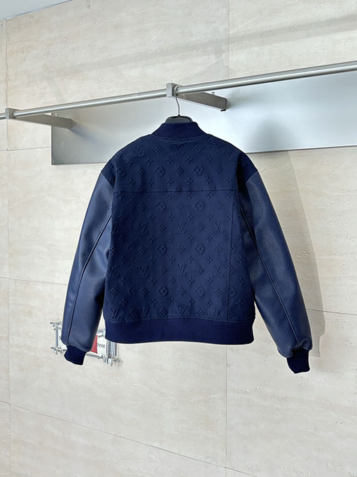 ルイヴィトン エンボスの全面プリントパッチワークベースボールジャケット
