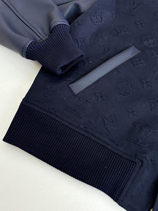 ルイヴィトン エンボスの全面プリントパッチワークベースボールジャケット