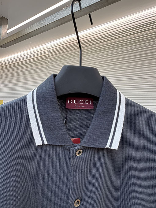 グッチ 刺繍入りピケコットンポロシャツ