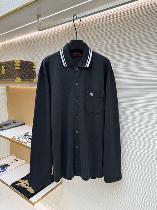 グッチ 刺繍入りピケコットンポロシャツ