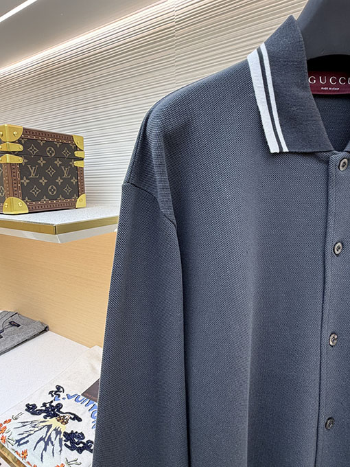 グッチ 刺繍入りピケコットンポロシャツ