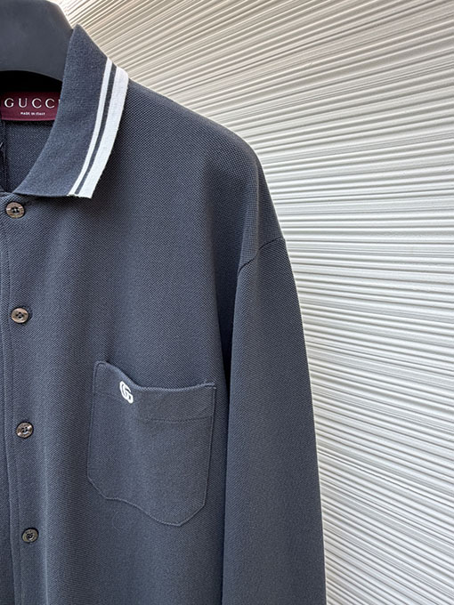 グッチ 刺繍入りピケコットンポロシャツ