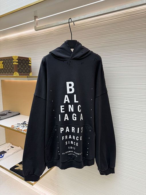 バレンシアガ Balenciaga フード付きレタープリントオーバーサイズパーカー