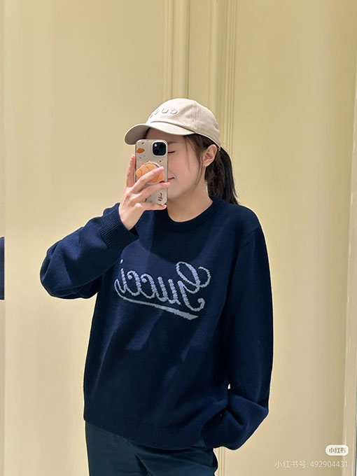 グッチ インターシャニットウールクルーネックセーター