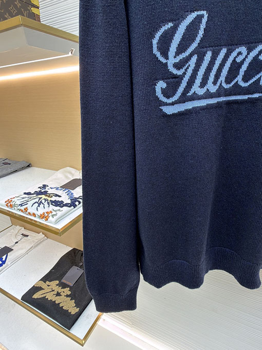 グッチ インターシャニットウールクルーネックセーター