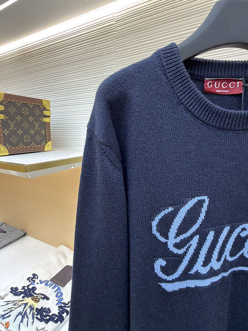 グッチ インターシャニットウールクルーネックセーター