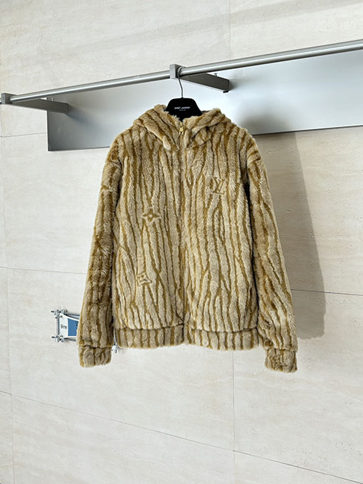 ルイヴィトン Ski スキーシリーズ レターストライプ ジャカード ファー フード付きジャケット