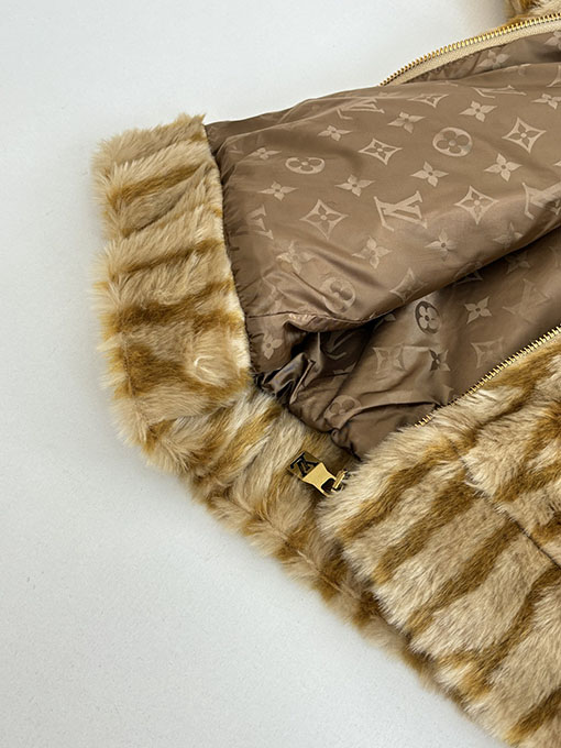 ルイヴィトン Ski スキーシリーズ レターストライプ ジャカード ファー フード付きジャケット