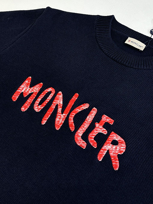 モンクレール Moncler 刺繍ロゴクルーネックニットセーター