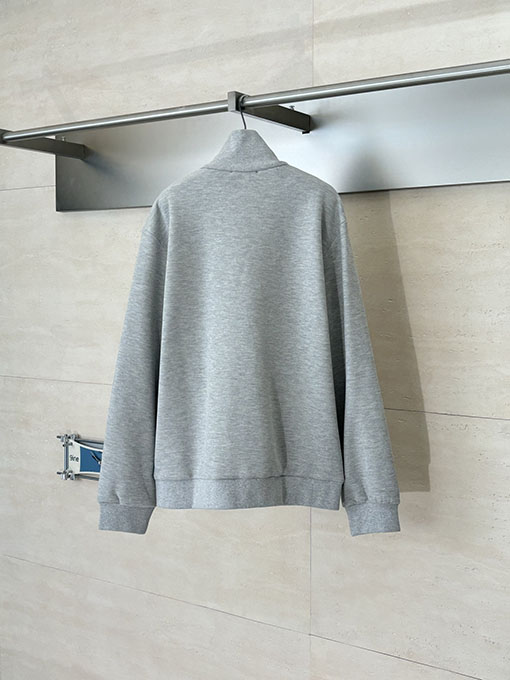 グッチ コットンの赤と緑のカラーブロック織りハイネックジップアップジャケット