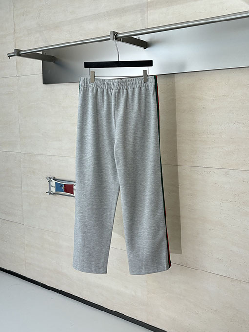 グッチスーパーコピー コットンの赤と緑のカラーブロック織りカジュアルパンツ