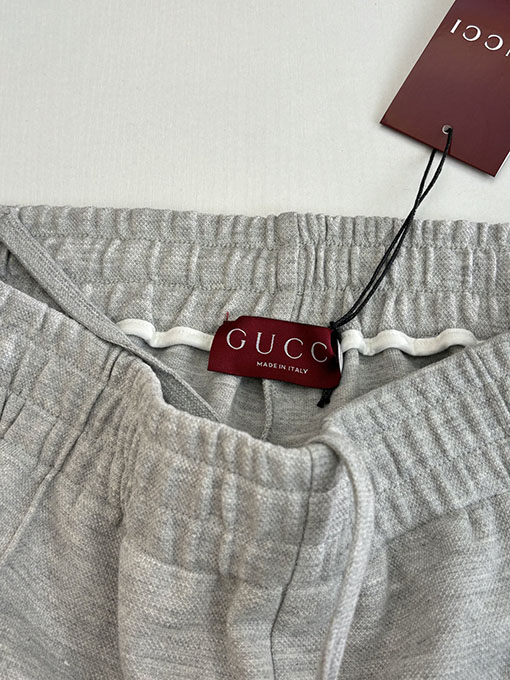 グッチスーパーコピー コットンの赤と緑のカラーブロック織りカジュアルパンツ