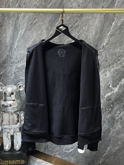 クロムハーツ ピンクのクロスソードジッパーフード付きスウェットシャツ