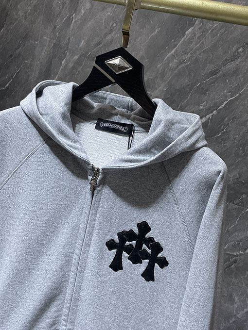 クロムハーツ パッチワーククロス長袖ジップアップフード付きスウェットシャツ