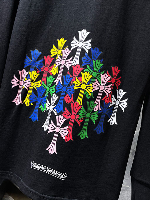 クロムハーツ クラシックなスクロールレターのカラフルなクロスフラワーの長袖シャツ
