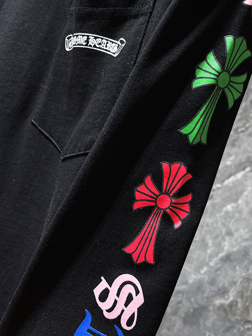 クロムハーツ クラシックなスクロールレターのカラフルなクロスフラワーの長袖シャツ