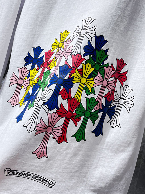 クロムハーツ クラシックなスクロールレターのカラフルなクロスフラワーの長袖シャツ