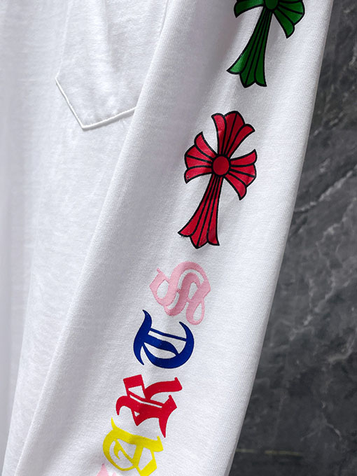 クロムハーツ クラシックなスクロールレターのカラフルなクロスフラワーの長袖シャツ