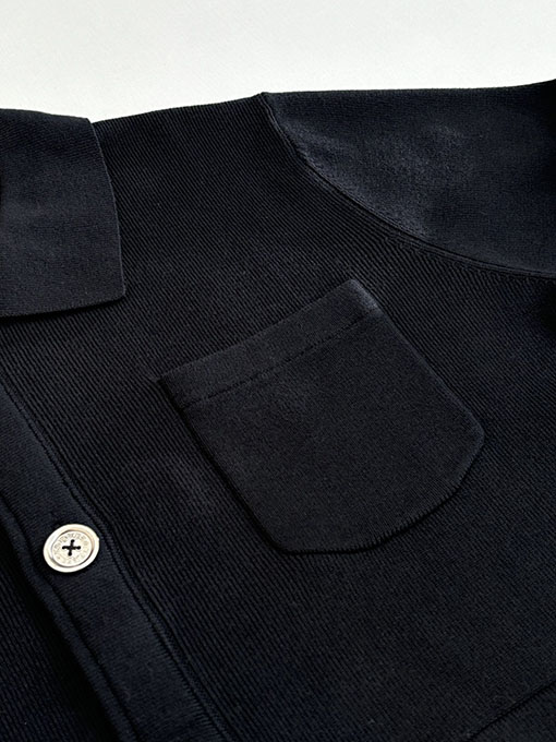 クロムハーツ ウールとレザーのパッチワークサンスクリット刺繍のニットカーディガン