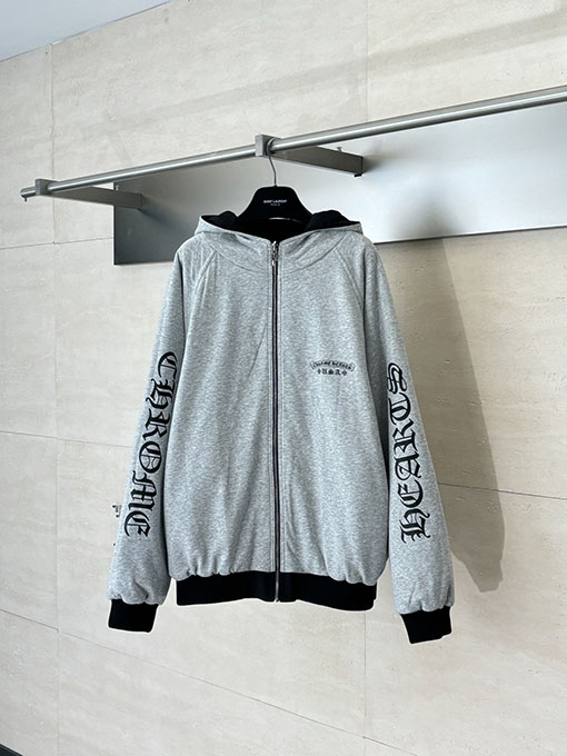 クロムハーツ ホースシュープリントのリバーシブルフード付きコットンコート