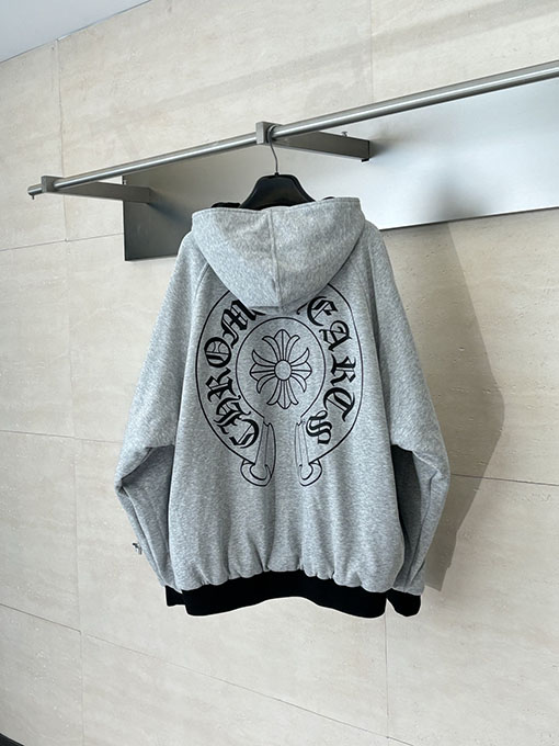 クロムハーツ ホースシュープリントのリバーシブルフード付きコットンコート