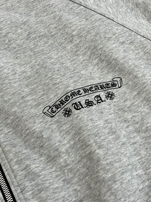 クロムハーツ ホースシュープリントのリバーシブルフード付きコットンコート