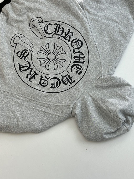 クロムハーツ ホースシュープリントのリバーシブルフード付きコットンコート