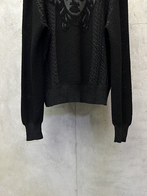 ヴェルサーチ ハイネックプルオーバージップアップジャカードニットセータ