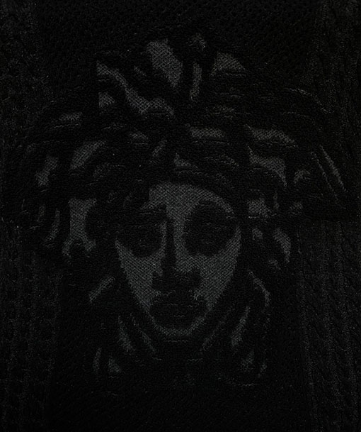 ヴェルサーチ ハイネックプルオーバージップアップジャカードニットセータ